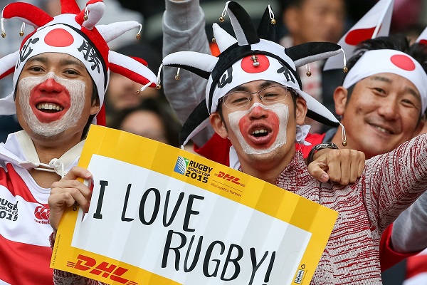 Japanese rugby fans at the 2015 Rugby World Cup in England. Image: tonganz.net